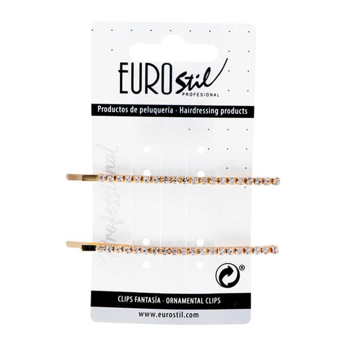 Eurostil - Clip Dorado con Strass 2 uds (06928)