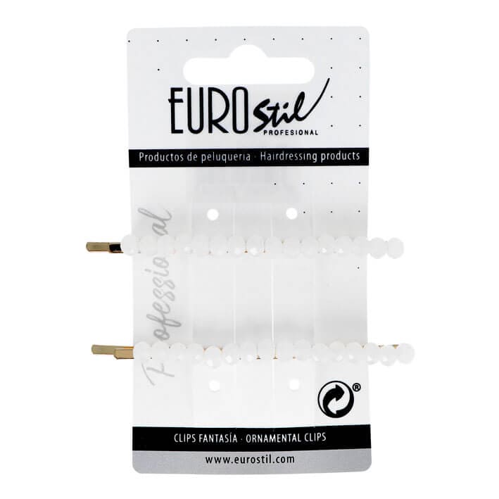 Eurostil - Clip Dorado Largo con Strass 2 uds (06931)