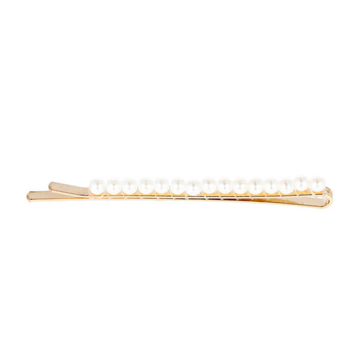 Eurostil - Clip Dorado Largo con Perlas 2 uds (06932)