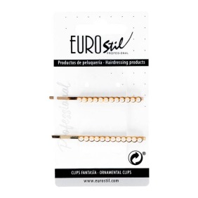 Eurostil - Clip Dorado con Perlas 2 uds (06930)