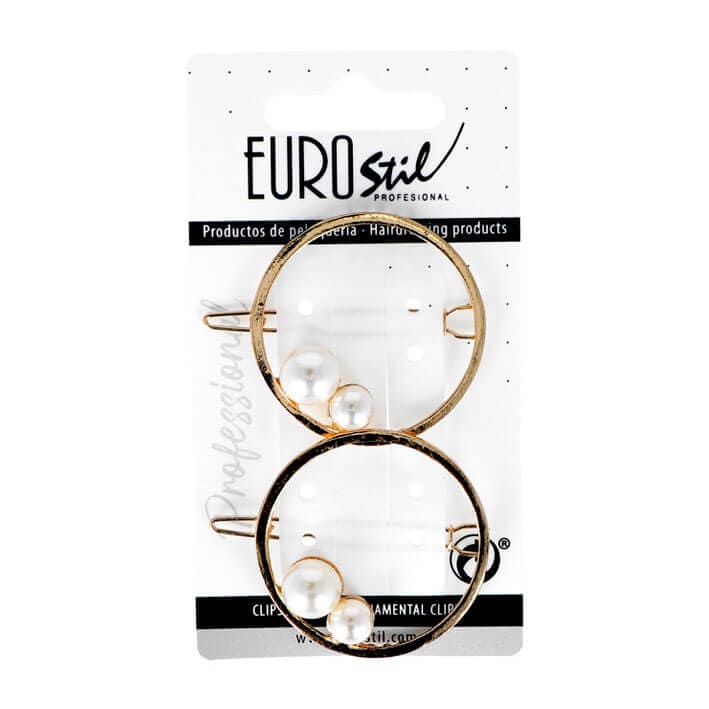 Eurostil - Clips Aro Dorados con Perlas 2 uds (06941)