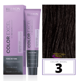 Revlon - Baño COLOR EXCEL Sin Amoniaco 3 Castaño Oscuro 70 ml