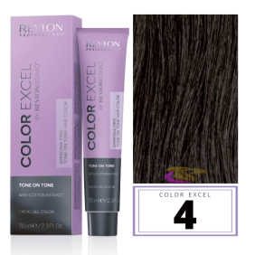 Revlon - Baño COLOR EXCEL Sin Amoniaco 4 Castaño Medio 70 ml