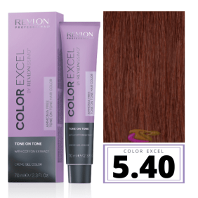 Revlon - Baño COLOR EXCEL Sin Amoniaco 5.40 Castaño Claro Cobrizo Intenso 70 ml