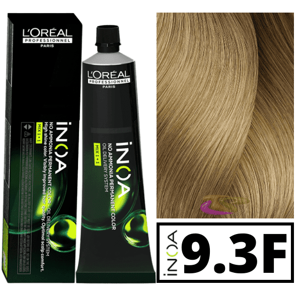 L`Oréal - Tinte INOA sin amoniaco 9.3F Rubio Muy Claro Dorado Fundamental 60 ml