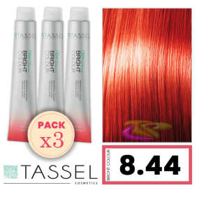 Tassel - Pack 3 Tintes BRIGHT COLOUR con Argán y Keratina Nº 8.44 RUBIO CLARO COBRE INTENSO 100 ml