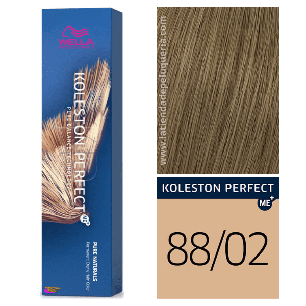 Wella - Tinte Koleston Perfect ME+ Pure Naturals 88/02 Rubio Claro Intenso Mate Natural 60 ml