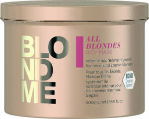 Schwarzkopf Blondme - Mascarilla Enriquecida RUBIOS para cabello muy dañado 500 ml