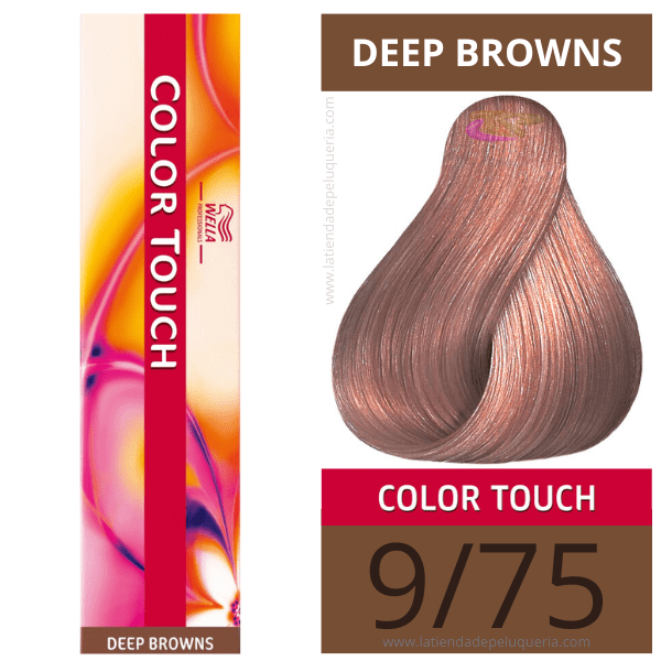 Wella - Baño COLOR TOUCH Deep Browns 9/75 Rubio Muy Claro Marrón Caoba (sin amoníaco) de 60 ml