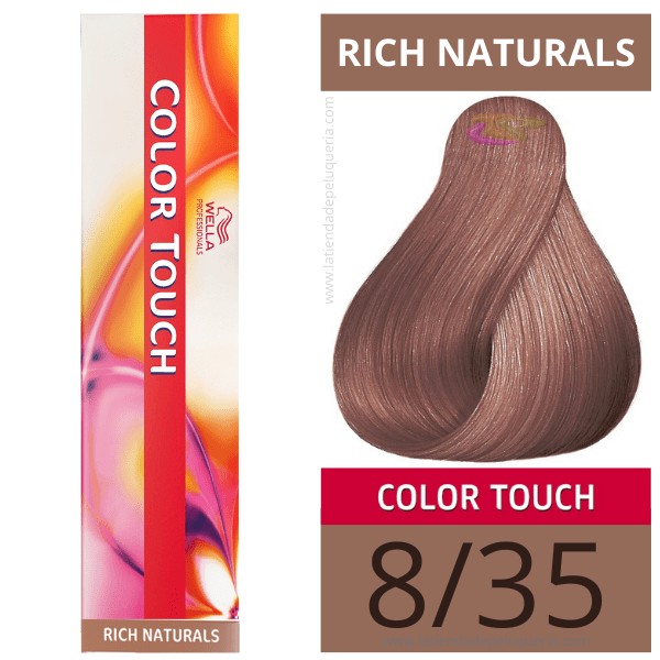 Wella - Baño COLOR TOUCH Rich Naturals 8/35 Rubio Claro Dorado Caoba (sin amoníaco) de 60 ml