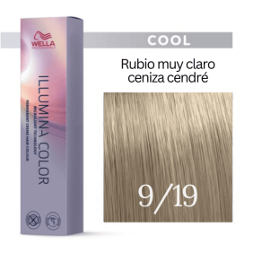 Wella - Tinte Illumina Color 9/19 Rubio Muy Claro Ceniza Cendré 60 ml