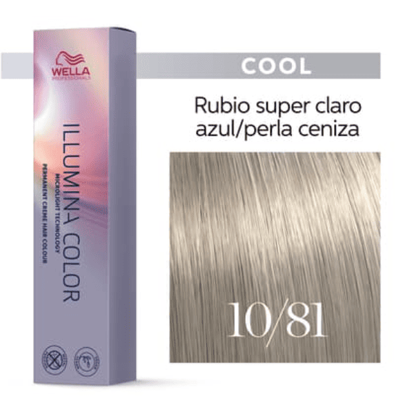 Wella - Tinte Illumina Color 10/81 Rubio Super Claro Perla Ceniza 60 ml