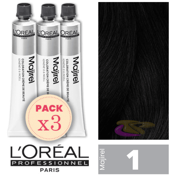L`Oréal - Pack 3 Tintes MAJIREL 1 Negro 50 ml