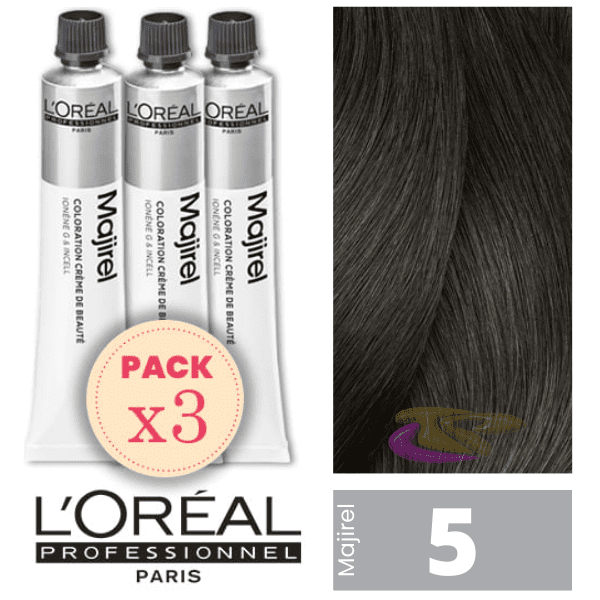 L`Oréal - Pack 3 Tintes MAJIREL 5 Castaño Claro 50 ml