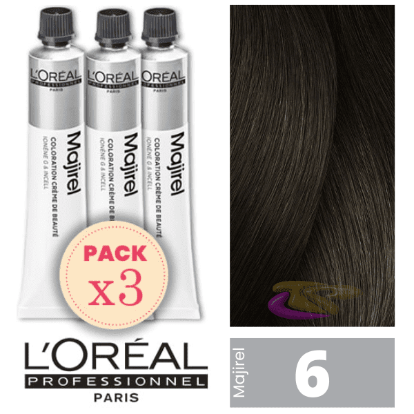 L`Oréal - Pack 3 Tintes MAJIREL 6 Rubio Oscuro 50 ml