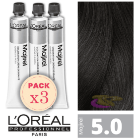 L`Oréal - Pack 3 Tintes MAJIREL 5.0 Castaño Claro Profundo 50 ml