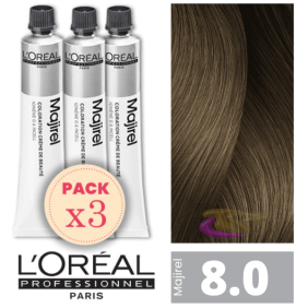 L`Oréal - Pack 3 Tintes MAJIREL 8.0 Rubio Claro Profundo 50 ml