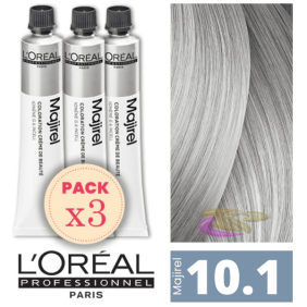 L`Oréal - Pack 3 Tintes MAJIREL 10.1 Rubio Extraclaro Ceniza 50 ml
