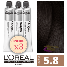 L`Oréal - Pack 3 Tintes MAJIREL 5.8 Castaño Claro Moca 50 ml