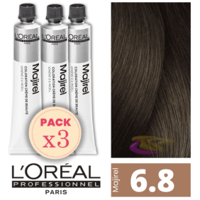 L`Oréal - Pack 3 Tintes MAJIREL 6.8 Rubio Oscuro Moca 50 ml
