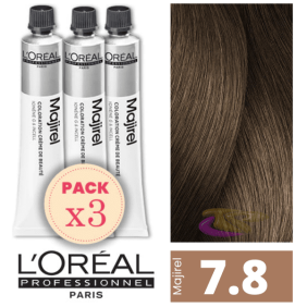 L`Oréal - Pack 3 Tintes MAJIREL 7.8 Rubio Medio Moca 50 ml