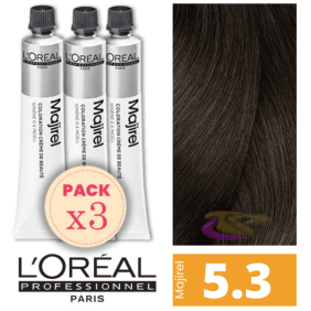 L`Oréal - Pack 3 Tintes MAJIREL 5.3 Castaño Claro Dorado 50 ml