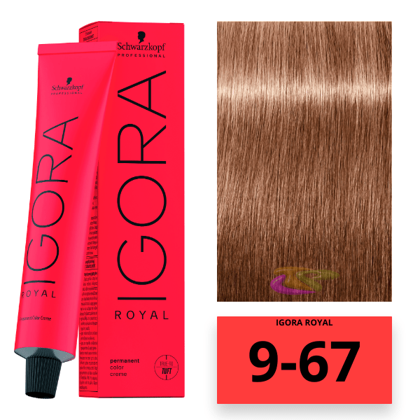 Schwarzkopf - Tinte Igora Royal 9/67 Rubio Muy Claro Marrón Cobrizo 60 ml 