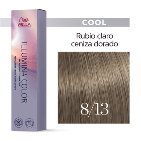 Wella - Tinte Illumina Color 8/13 Rubio Claro Ceniza Dorado 60 ml