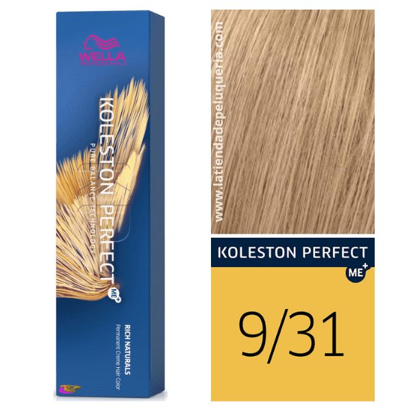 Wella - Tinte Koleston Perfect ME+ Rich Naturals 9/31 Rubio Muy Claro Dorado Ceniza 60 ml