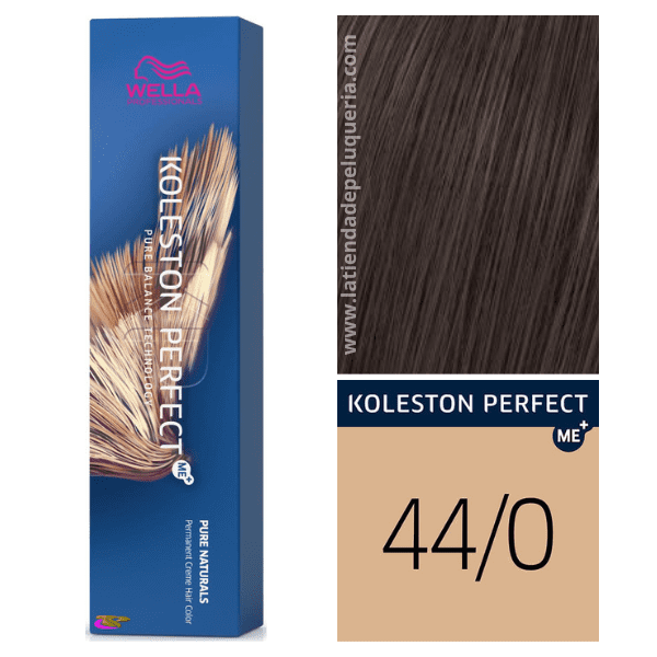 Wella - Tinte Koleston Perfect ME+ Pure Naturals 44/0 Castaño Medio Intenso (ideal canas rebeldes) 60 ml