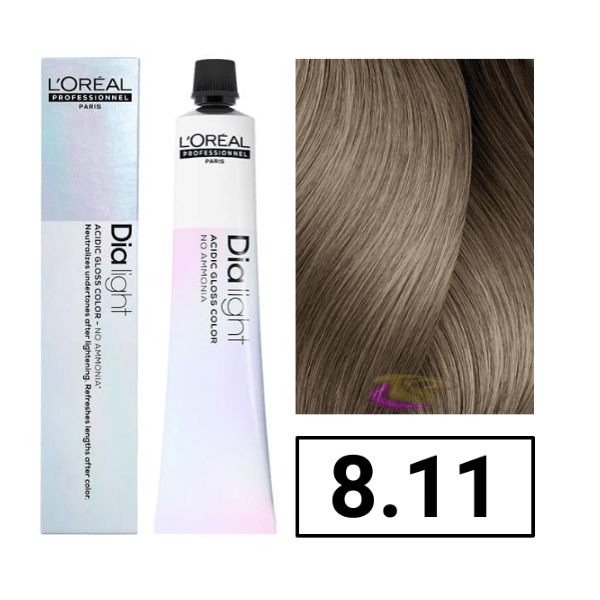 L`Oréal - Coloración DIALIGHT 8.11 Milkshake Carbón sin amoniaco 50 ml