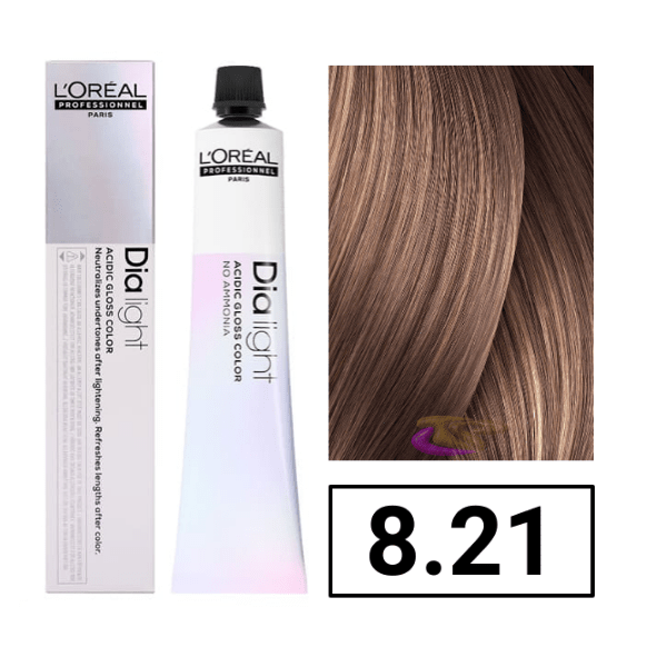 L`Oréal - Coloración DIALIGHT 8.21 Rubio Claro Irisado Ceniza sin amoniaco 50 ml