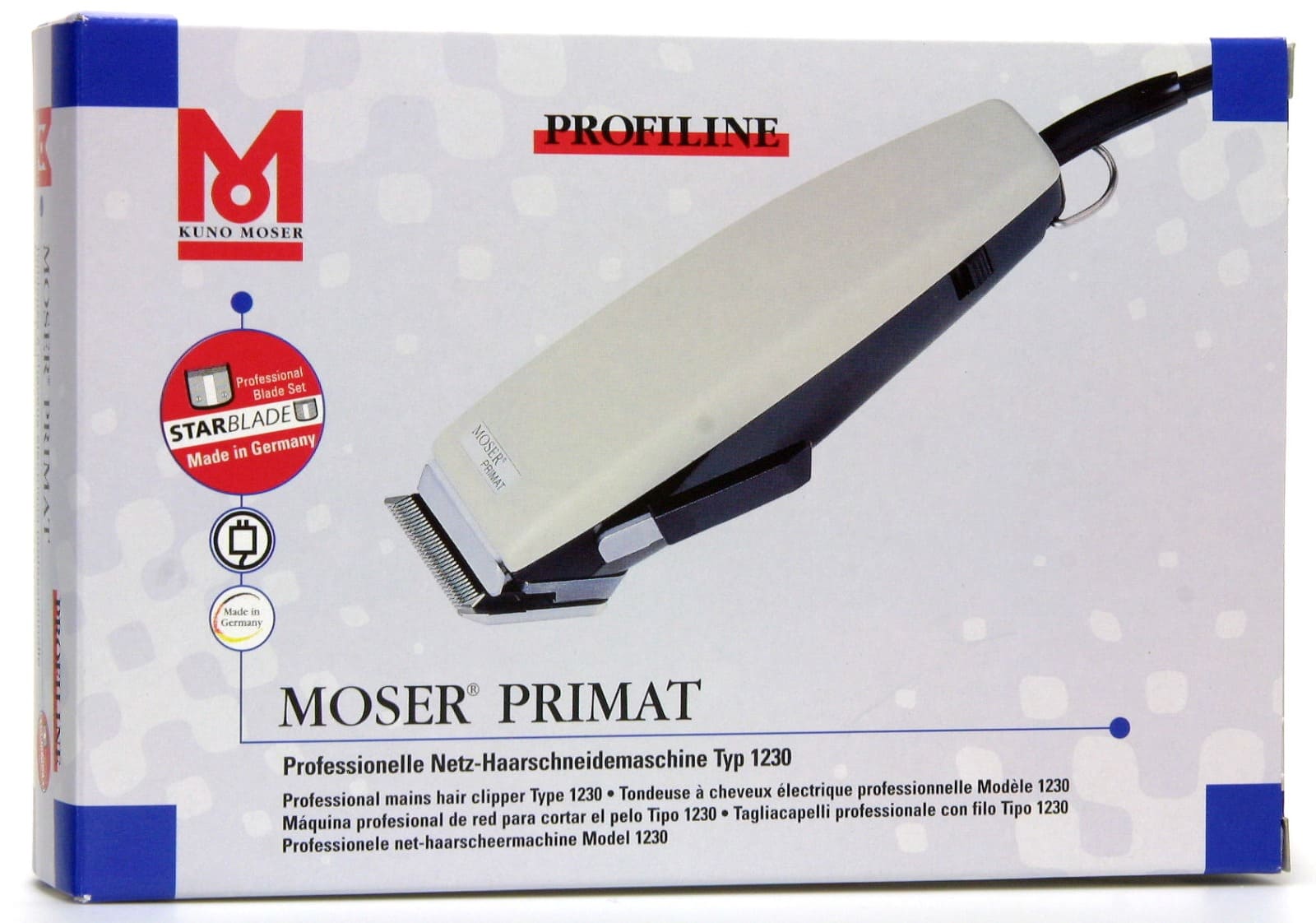 Moser - Máquina Cortapelo PRIMAT Blanca con cable (1230-0051)