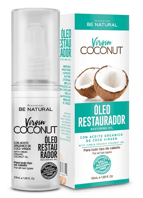 Be Natural - Aceite puro de coco VIRGIN COCONUT restauración total 50 ml (Vegano)