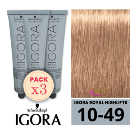 Schwarzkopf - Pack 3 Tintes Igora Royal HIGHLIFTS 10/49 Rubio Platino Beige Violeta 60 ml