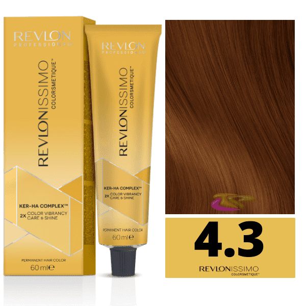 Revlon - Tinte Revlonissimo Colorsmetique 4.3 Castaño Medio Dorado 60 ml (Ker-Ha Complex)