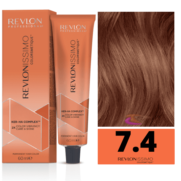 Revlon - Tinte Revlonissimo Colorsmetique 7.4 Rubio Medio Cobrizo 60 ml (Ker-Ha Complex)