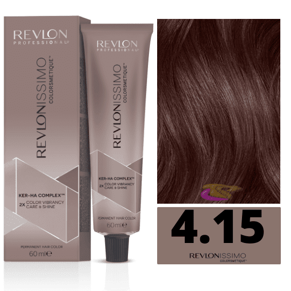 Revlon - Tinte Revlonissimo Colorsmetique 4.15 Castaño Medio Ceniza Caoba 60 ml (Ker-Ha Complex)