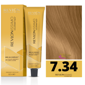 Revlon - Tinte Revlonissimo Colorsmetique 7.34 Rubio Medio Dorado Cobrizo 60 ml (Ker-Ha Complex)