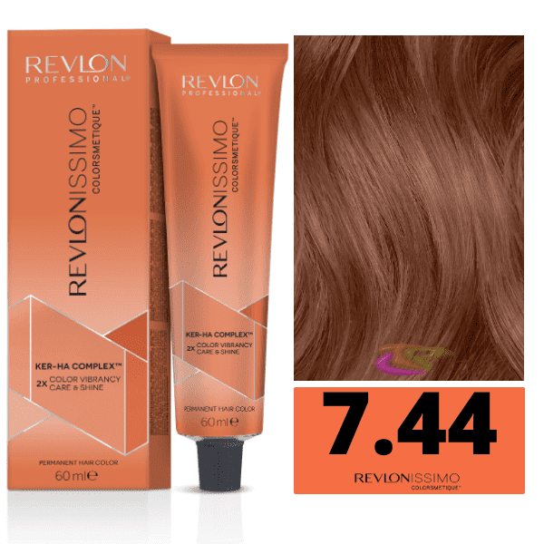 Revlon - Tinte Revlonissimo Colorsmetique 7.44 Rubio Medio Cobrizo Intenso 60 ml (Ker-Ha Complex)