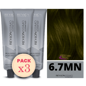 Revlon - Pack 3 Tintes REVLONISSIMO COLORSMETIQUE 6.7MN Rubio Oscuro Máxima Neutralización 60 ml (Ker-Ha Complex)