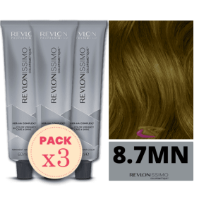 Revlon - Pack 3 Tintes REVLONISSIMO COLORSMETIQUE 8.7MN Rubio Claro Máxima Neutralización 60 ml (Ker-Ha Complex)