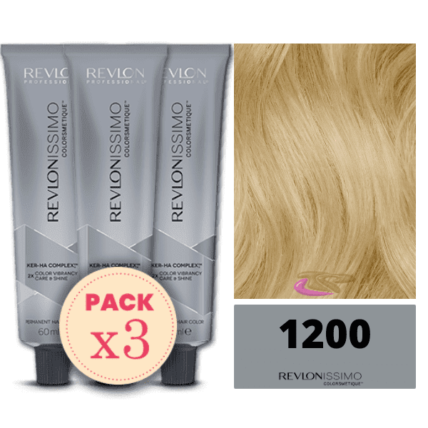 Revlon - Pack 3 Tintes REVLONISSIMO COLORSMETIQUE 1200 Natural 60 ml (Ker-Ha Complex)