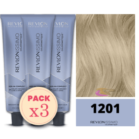 Revlon - Pack 3 Tintes REVLONISSIMO COLORSMETIQUE 1201 Ceniza 60 ml (Ker-Ha Complex)