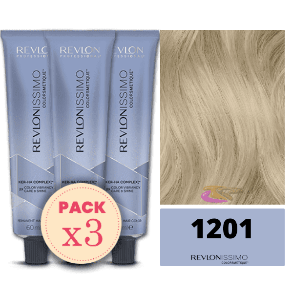 Revlon - Pack 3 Tintes REVLONISSIMO COLORSMETIQUE 1201 Ceniza 60 ml (Ker-Ha Complex)