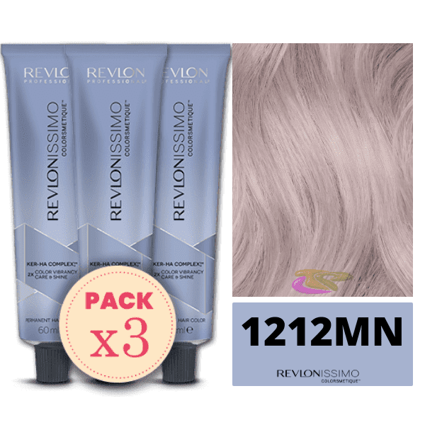 Revlon - Pack 3 Tintes REVLONISSIMO COLORSMETIQUE 1212MN Gris Irisado 60 ml (Ker-Ha Complex)