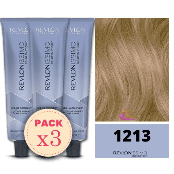 Revlon - Pack 3 Tintes REVLONISSIMO COLORSMETIQUE 1213 Ceniza Dorado 60 ml (Ker-Ha Complex)