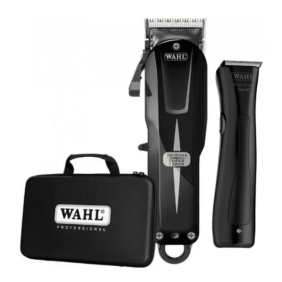 Wahl - COMBO Máquina SUPER TAPER Cordless 5V NEGRA + Máquina patillera BERET NEGRA (08592-017H)