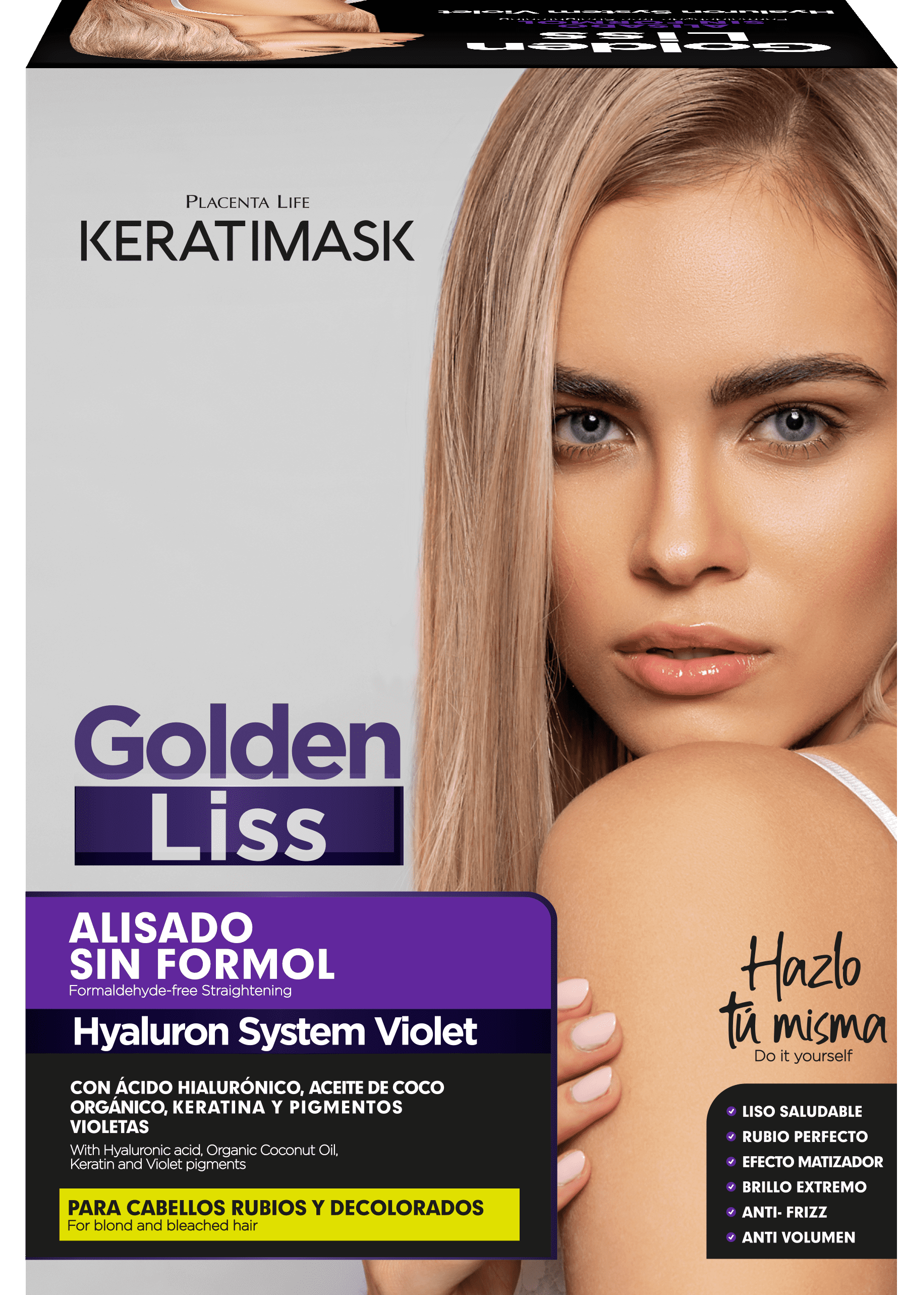 Be Natural - Kit Alisado Brasileño KERATIMASK GOLDEN LISS especial rubios (sin formol) 150 ml