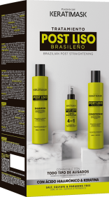 Be Natural - Kit Post Alisado KERATIMASK con ácido hialurónico y keratina (Champú 250 ml + Acondicionador 250 ml + Te...